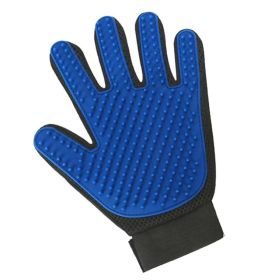 Pet Hair Deshedding Brush Comb Glove For Pet Dog Cleaning Massage Glove (Color: Black & Blue, size: Left)