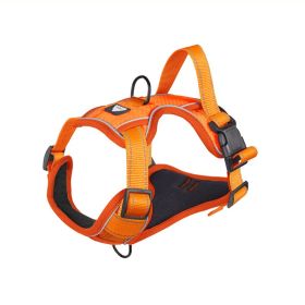 Pet Harness Reflective Commuter Chest Back Explosion-proof Hand Holding Rope Dog Leash (Option: Orange-XL)